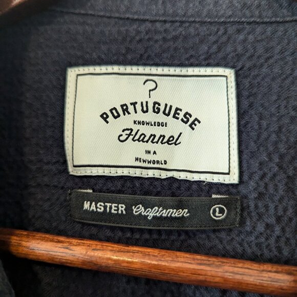 PORTUGUESE FLANNEL - Seersucker short sleeve shirt - Sz L - Picture 5 of 6